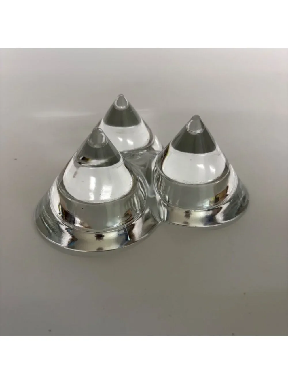 Party Lite Diamond Heavy Clear Glass Triple Tealight Candle Holder Vintage Retir